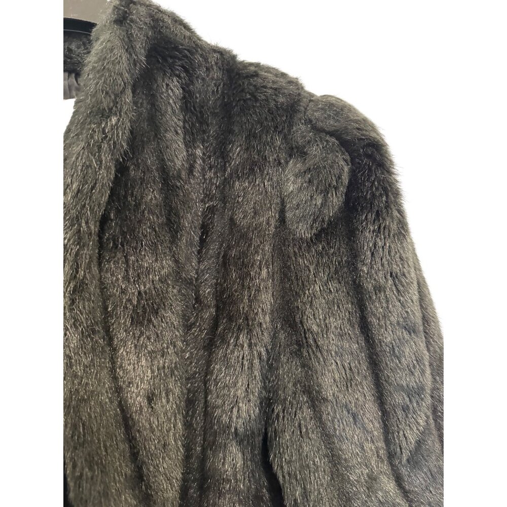 Vintage Ron Do Faux Fur Jacket Black L Large Open Front - Picture 4 of 8